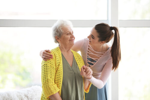 elder with caregiver